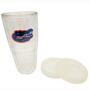 Tervis Tumbler Collegiate 24 oz Florida Gators Clear BPA Free + 2 Lids‎